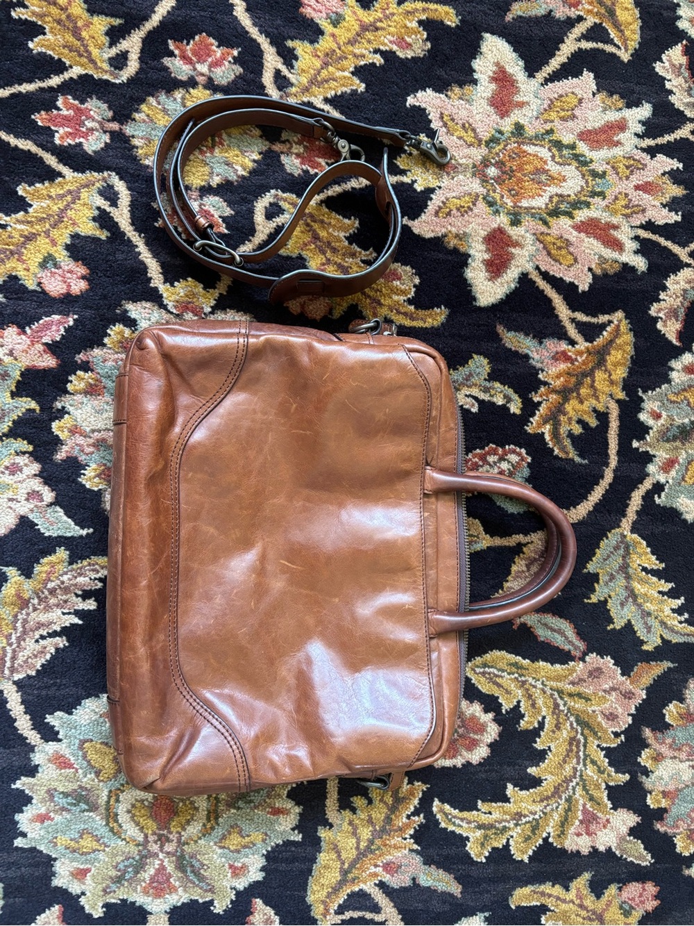 Frye Brown Leather Laptop Bag with Removable Strap
